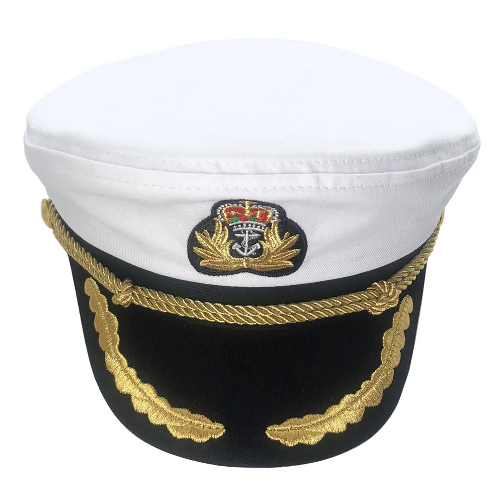 

Military Hat Army Peaked Cap Made Cotton Wide Brim Embroidered Gold Thread Crown Uniform Wheat Ear 8M216