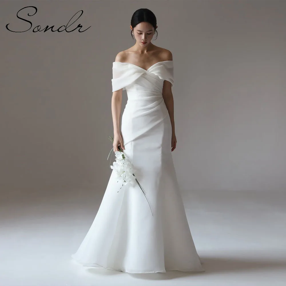 Sondr Mermaid Korean Wedding Dresses Off the Shoulder Silk Organza Bridal Gown Elegant Corset Wedding Party Dresses 2025