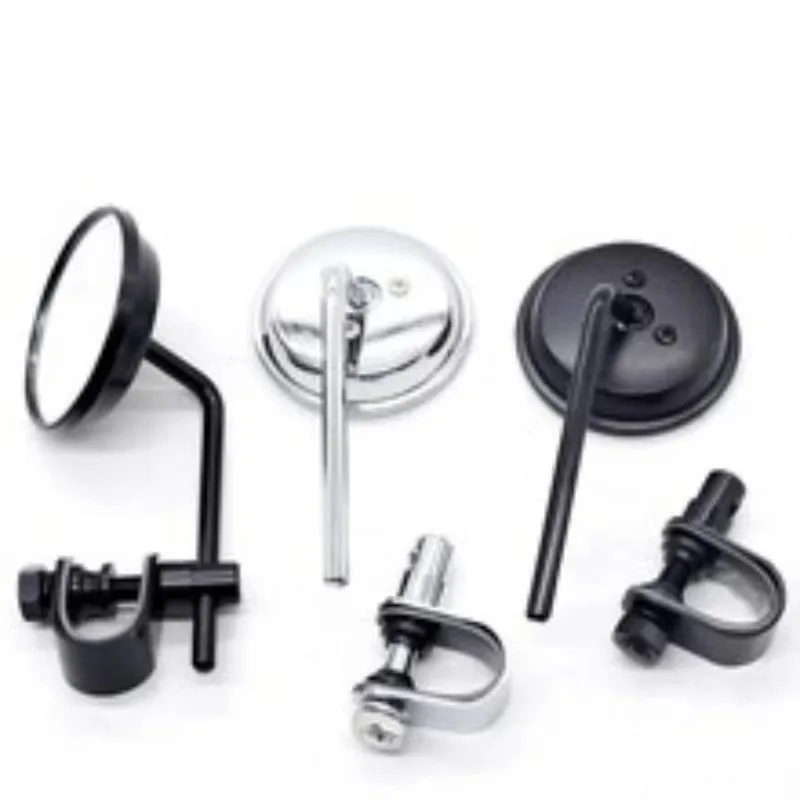 زوج Poer لـ Harley Chopper Cruiser Cafe Racer دراجة نارية المقود مرايا الرؤية الخلفية مشبك محدب مستدير على 22-25 مللي متر أسود