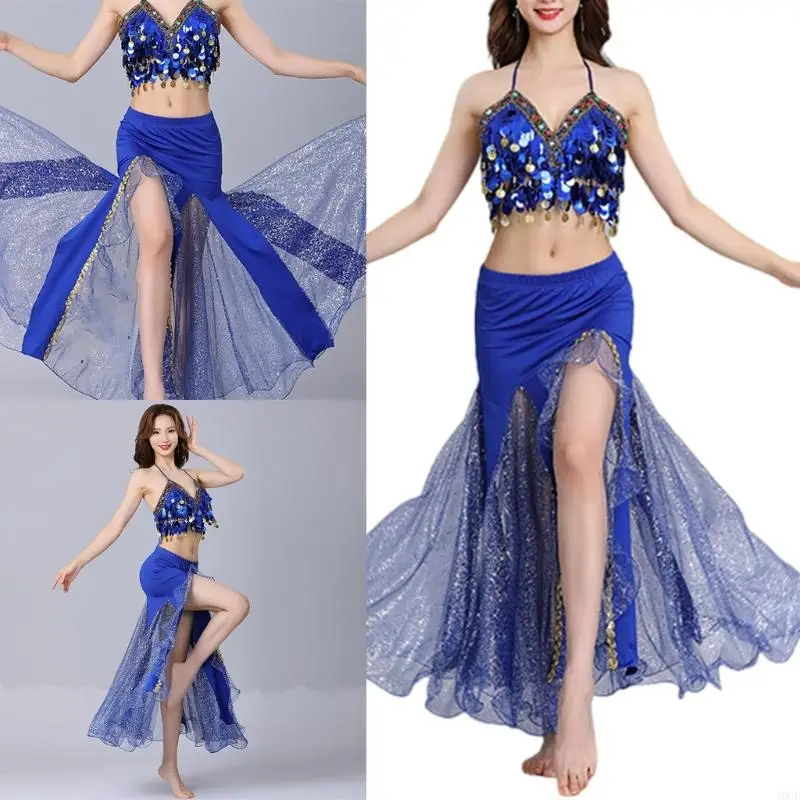 

Растягиваемая танцевальная одежда для живота украшения Fringe Depalling Black Chifon Stage Show