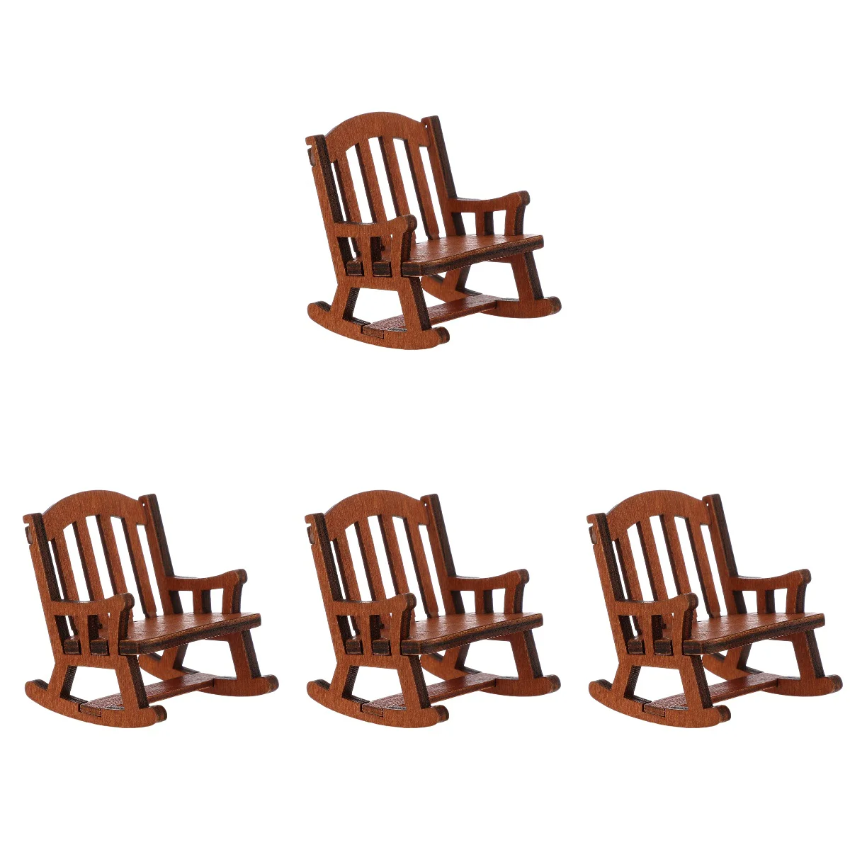 

4 Pcs Miniature Rocking Chair Decoration Dollhouse Vintage Recliner Chairs for Dolls Wooden Landscape Stool Small Craft