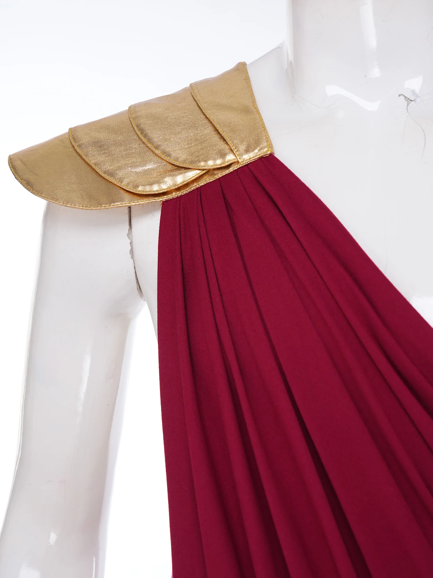 

Mens Ancient Greek Costume One Shoulder Toga with Detachable Belt and Cuffs Mythology Roman Theme Party Role Play Outfits