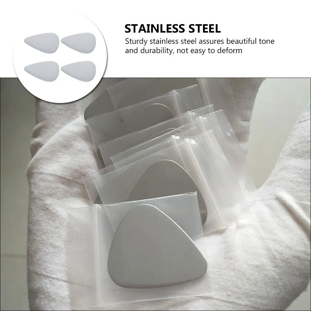 

4Pcs Stainless Steel Guitar Picks Hard Electric Acoustic Bass Ukulele Plectrums Bass Boost Instrument Parts Guitar Pick