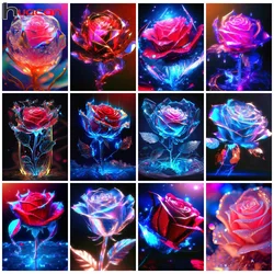 Huacan Full Diamond Painting Flower Diy Drill Embroidery Rose Cross Stitch Kit Art Home Decor Rhinestone Pictures