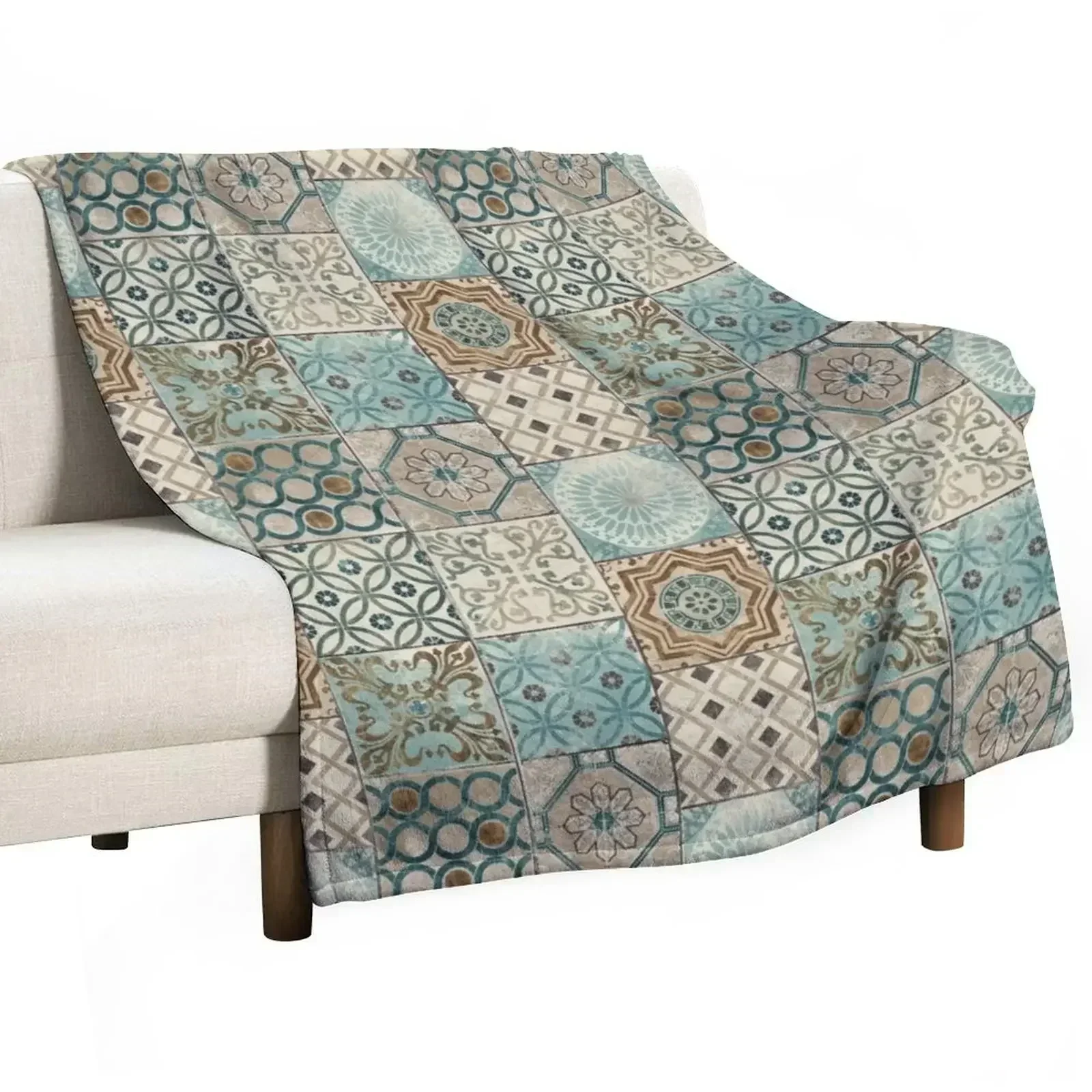 

Vintage Oriental Traditional Moroccan Tiles Style Artwork Throw Blanket Beautifuls Polar Blankets