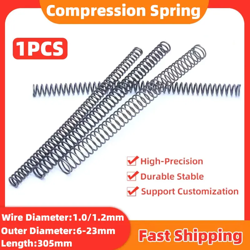 1PCS Compression Coil Spring Return Spring 65MN Steel Pressure Springs Wire Diameter 1.0/1.2mm OD 6-23mm Length 305mm