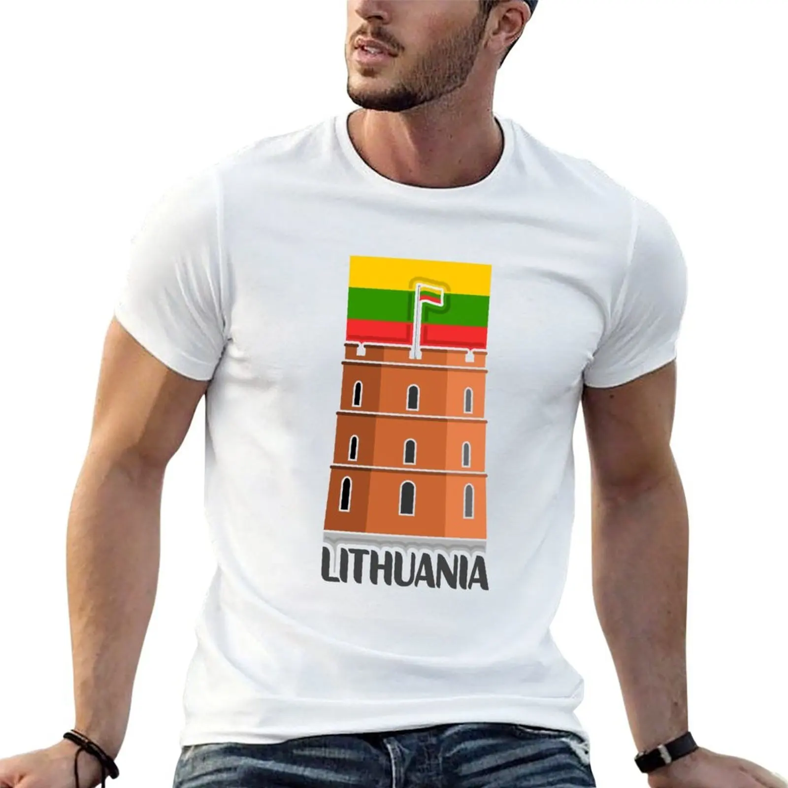 

Lithuania Souvenir Landmark, Lithuania Flag Travel T-Shirt t shirts designer man t shirt cotton t shirt for man T-shirt