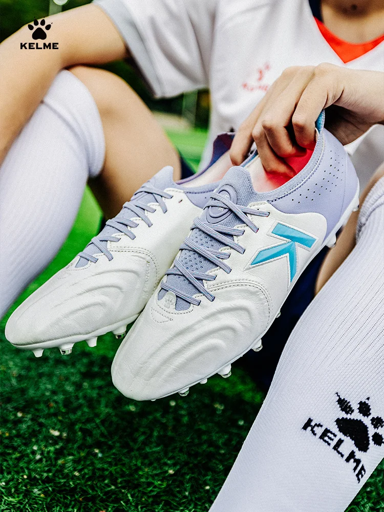 KELME Holy Grail Series Adult Football Shoes Men MG Youth Kangaroo Leather Professional Match Training Shoes