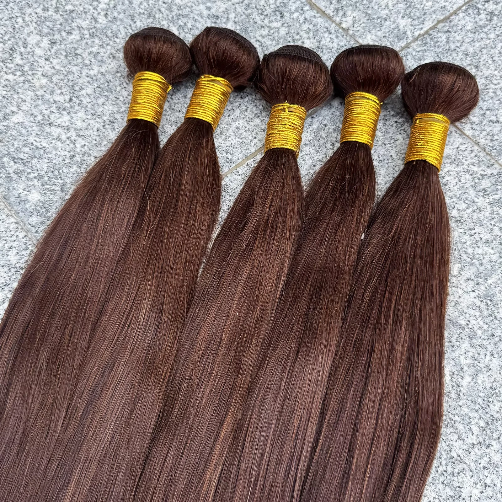 # 4 حزم شعر ريمي برازيلي بني شوكولاتة، وصلات شعر بشري مفرود، حزم شعر بشري بني فاتح للنساء #2