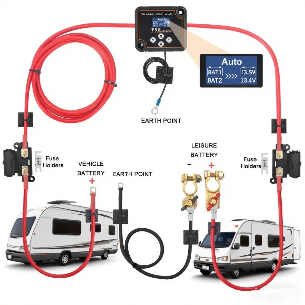 

Automatic Dual Battery Isolator Kit With 12V 140Amp VSR Voltage Sense Relay High Quality Vehicle Voltage Isolator Accessories