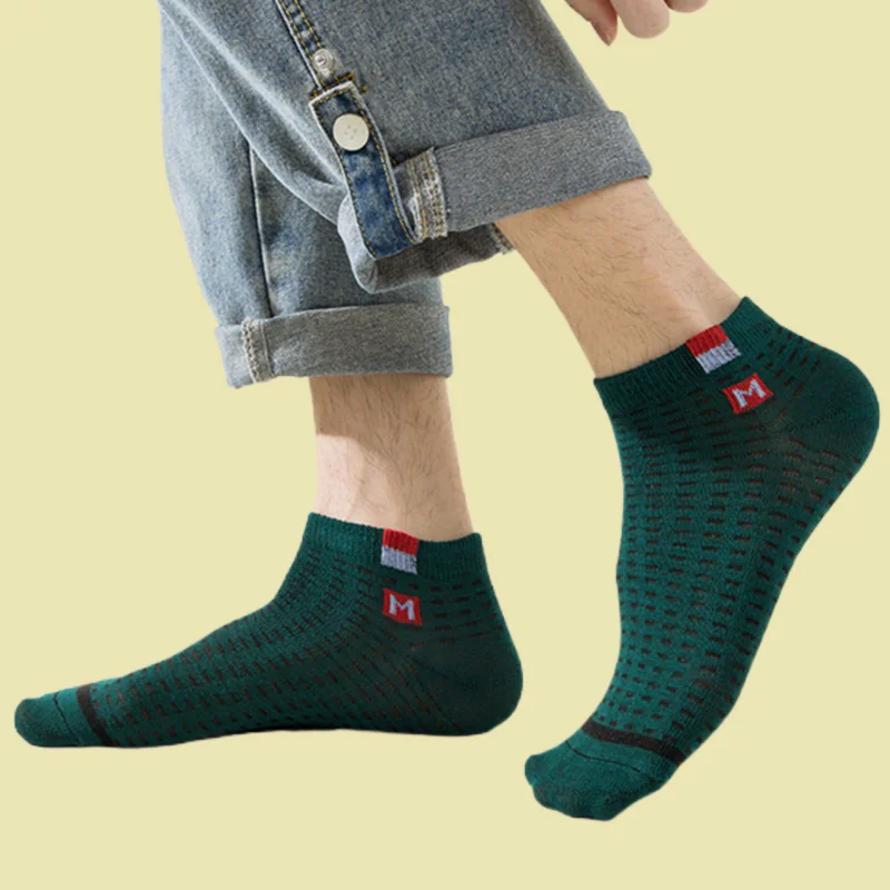 Chaussettes de sport en maille respirante pour hommes, chaussettes courtes polyvalentes, chaussettes décontractées coupe basse, chaussettes bateau pour hommes, haute qualité, 5/10 paires