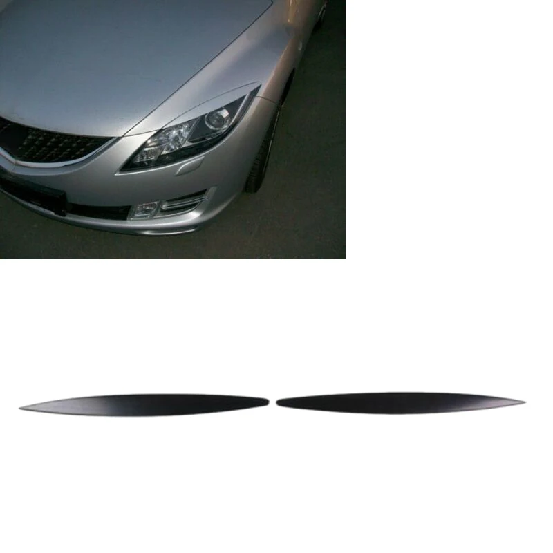#87D 2Pcs Eyebrows Headlights Covers Eyelash for Mazda 6 GH/Atenza 08-12,For Mazda Headlights eyebrows,(ABS)
