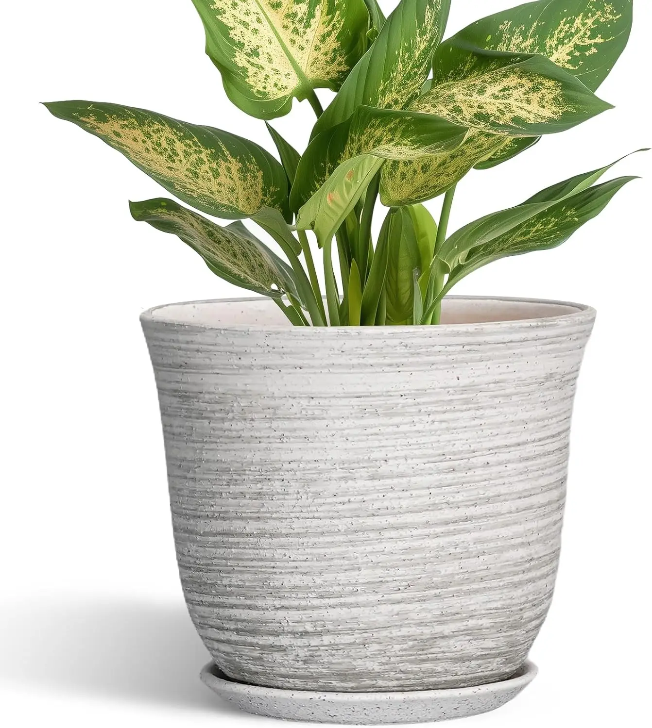 

Ceramic Pots for Plants - 5.6 Inch Plant Pot with Drainage Hole and Tray, Round Succulents Pots for Indoor Outdoor, Deco