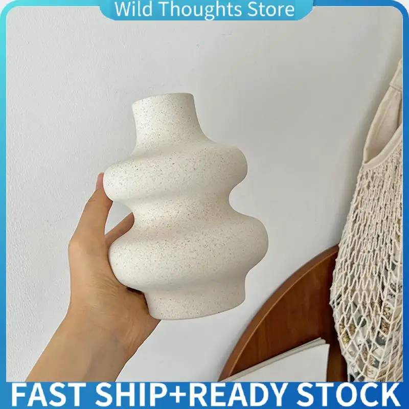 

Synthetic Resin Vases Set 2 White Round Vases,Modern Dried Flower Vases-[Qahk]
