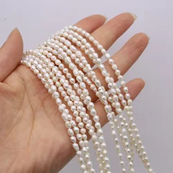 3-4mm A Natural Freshwater Pearls Threaded Rice Shaped Pearls Spacer Beads for Jewelry Making DIY Necklace Bracelet Accessories