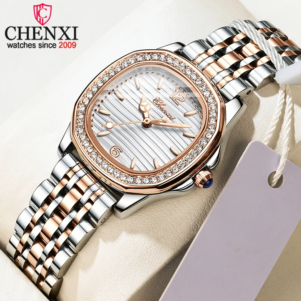 CHENXI Elegant End Luxury Women's Quartz Wristwatch High Quality Stainless Steel Strap Waterproof Dress Watch for Formal Events