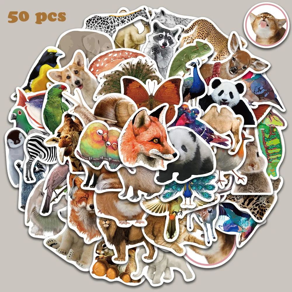 

50pcs Cartoon Animal Oil Painting Stickers Graffiti DIY Decals for Laptop Guitar Luggage Notebook Scrapbook Cars Stickers