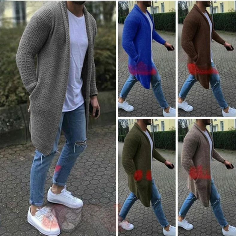 

Men's Long Sve Cardigan Sweater Big Size Knitwear Loose Fit Youthful Sle Autumn Season Casual Wear Open Front Design