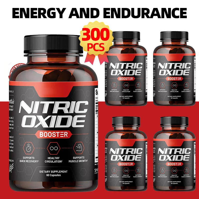 L-Arginine Nitric Oxide Supplement For Energy, Strength And Endurance Support During Exercise Muscle Mass, Non-Gmo