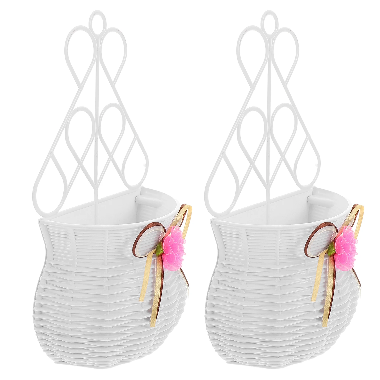 

2 Pcs Simulated Plant Flower Basket Aesthetic Hanging Planter Creative Wall-mounted Decorative Plastic Flowerpot Fake Plants