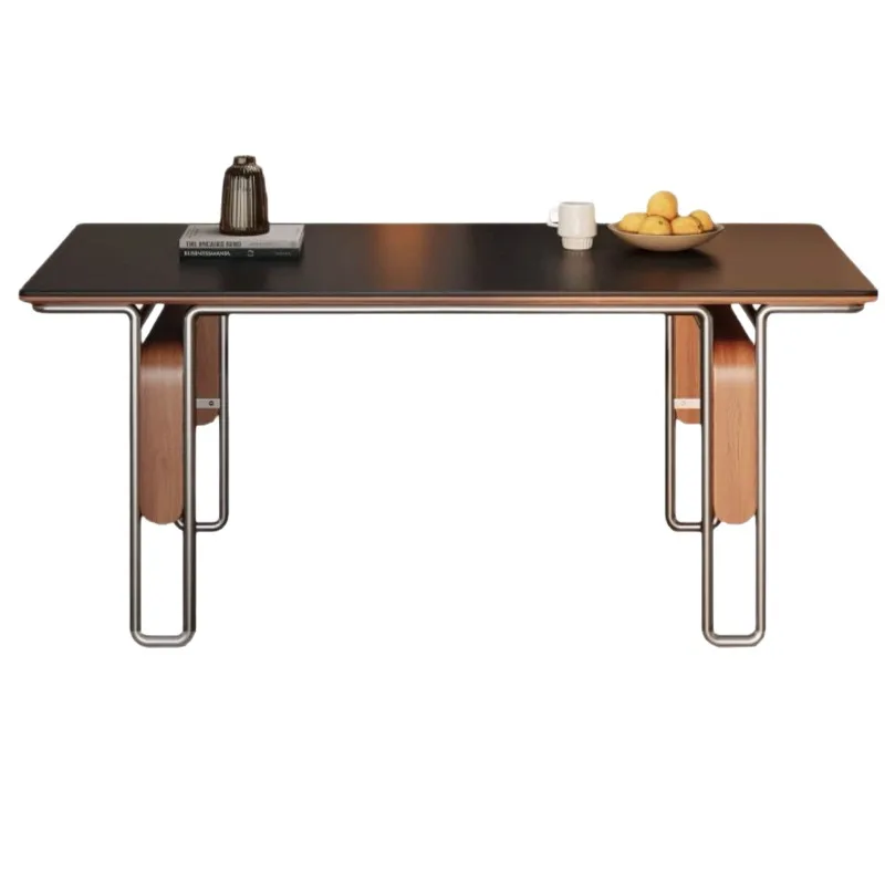 

Сланцевый обеденный стол из цельного дерева, прямоугольный обеденный стол для небольшой квартиры, дома