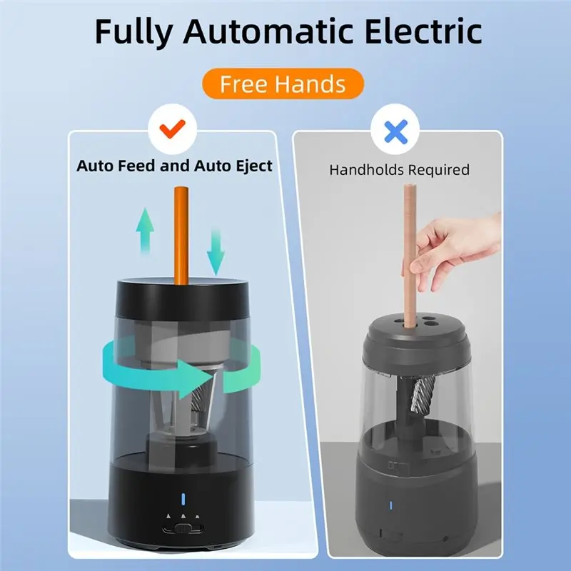 Efficient Automatic Electric Pencil Sharpener For 6-8Mm Pencils,Supports Triangular Round Pencils,Compact Safe School