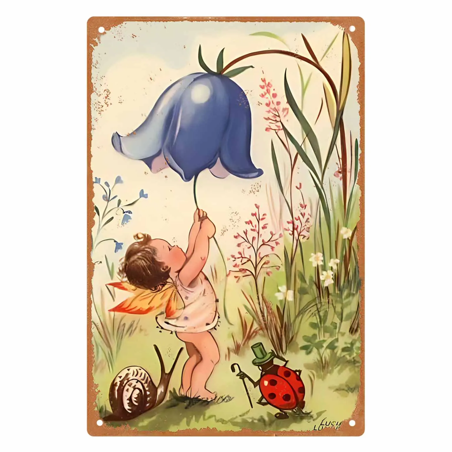 Petal Fairy with Glow Vintage Metal Sign Poster Frames Cafe Bar Garage Room Wall Art Decoration Plaque Gift