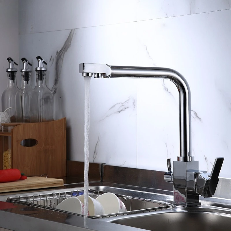 

Оцинкованный квадратный смеситель, матовый бытовой кухонный выдвижной смеситель для умывальника, смеситель для горячей и холодной воды