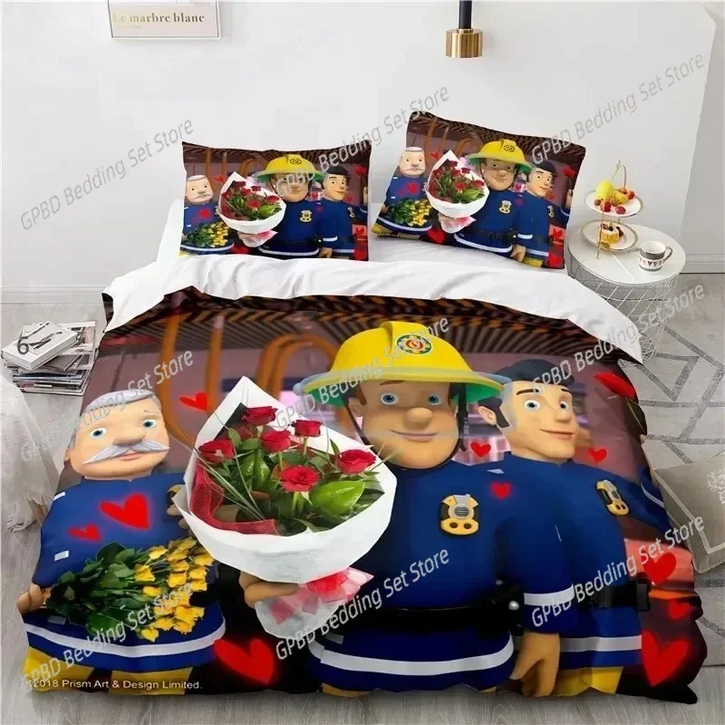 Cartoon Fireman Sam Toys Bedding Set Duvet Cover Bed Set Quilt Cover Pillowcase Comforter king Queen Boys Adult Bedding Set