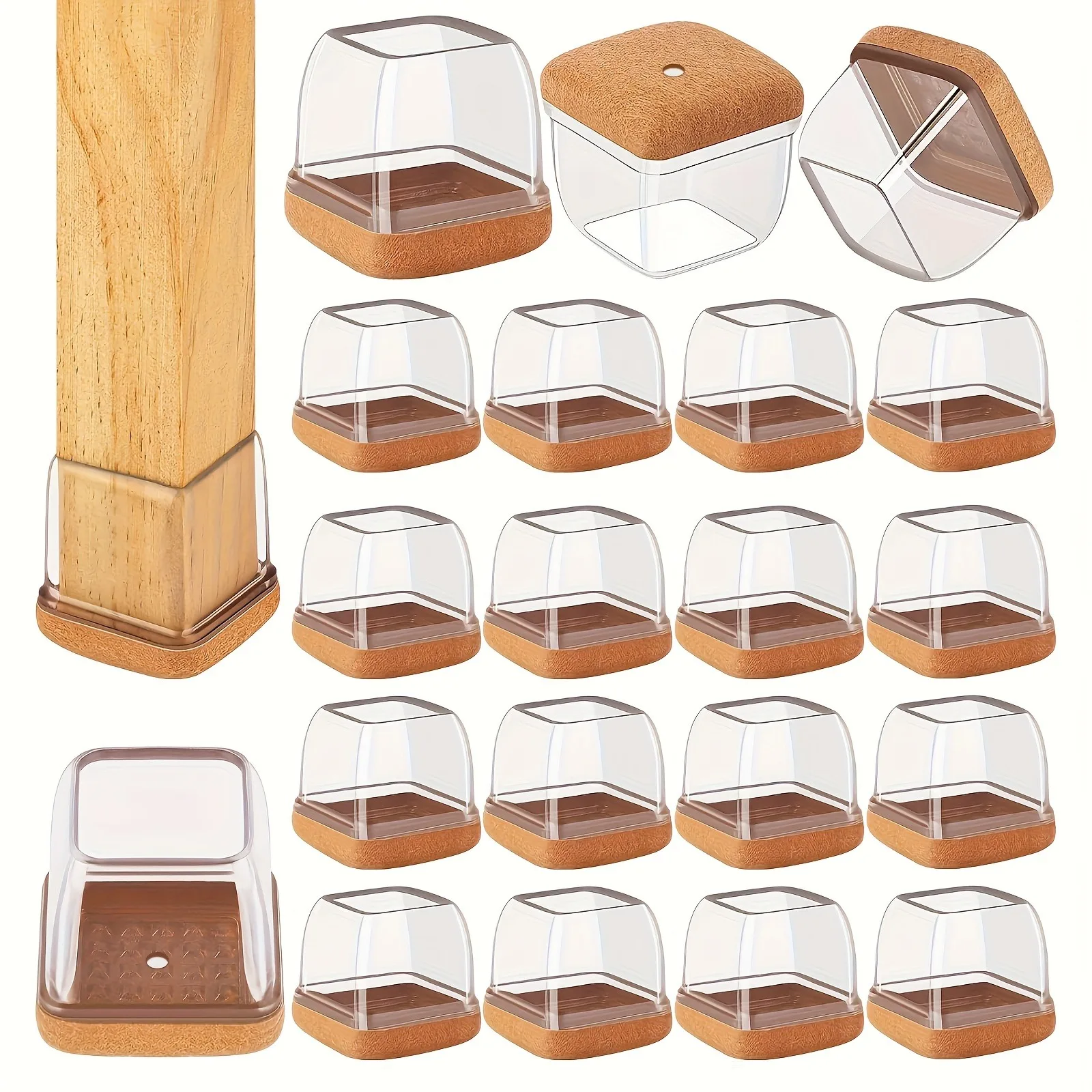 20 PCS Chair Leg Floor Protectors for Hardwood Floors, Thick Silicone Rubber Covers, Scratch-Resistant & Noise Reducin