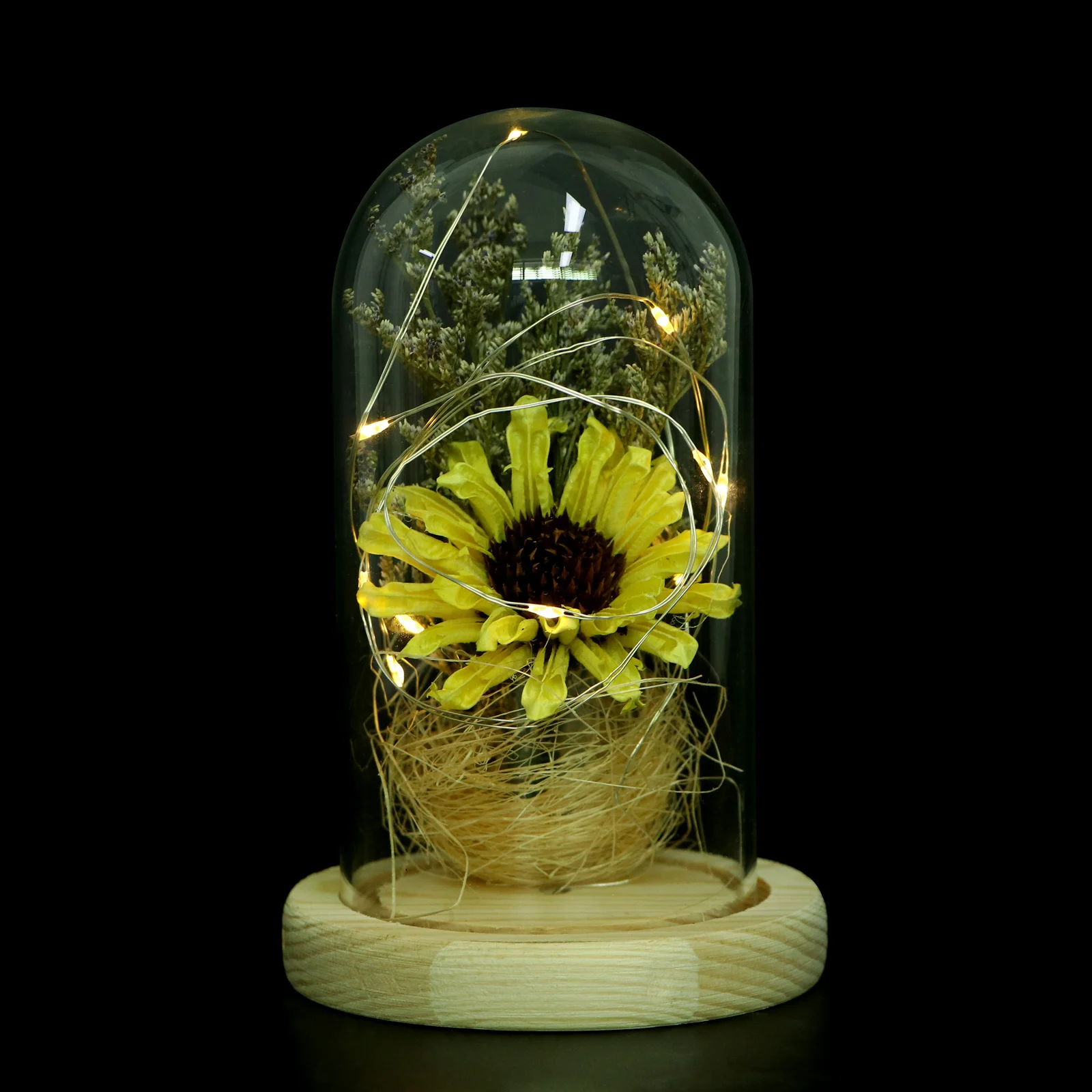 

Sunflower in Glass Retro Style Elegant Desktop Decor Compact Size Decorative Sunflower Ornament Sunflowers in Glass