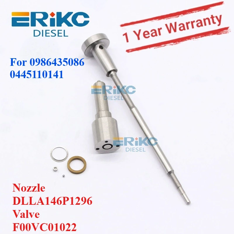ERIKC Repair Kits Nozzle DLLA146P1296 Valve F00VC01022 for 0445110141 0986435086 Diesel Injector 0445110141