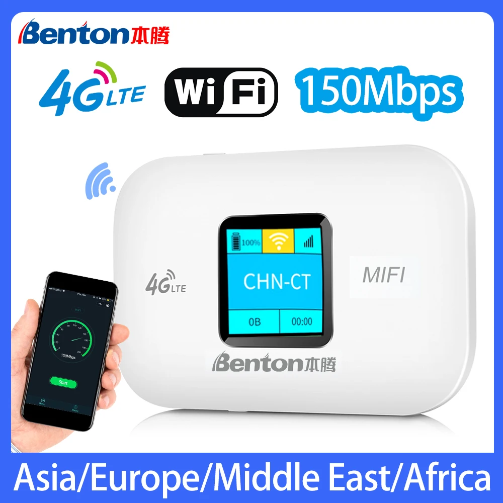 

Benton MiFi WiFi Router Portable WiFi 4G LTE Router USB Charging Mobile 4G Router 150Mbps 4G SIM Card WiFi Repeater for Europe