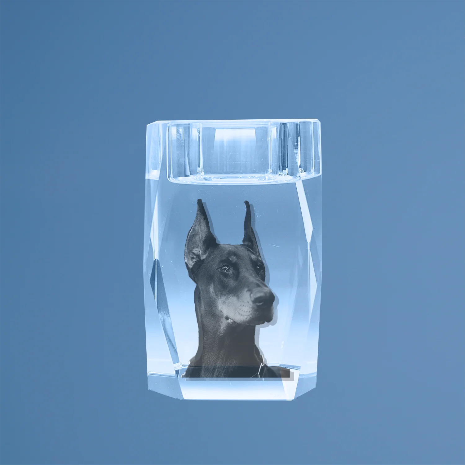 Personalized 3D Crystal Picture Candleholder Custom Memorial Gift for Mom Dad Pet Dog Cat - Unique Keepsake for Loved Ones