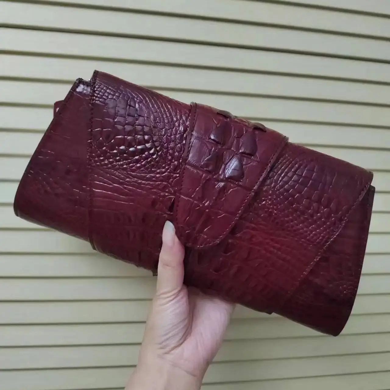 2023 New Luxury Crocodile Leather Lady\'s Chain Bag Multifunction Women Clutch Made of whole Leather Shoulder Crossbody Bag 45