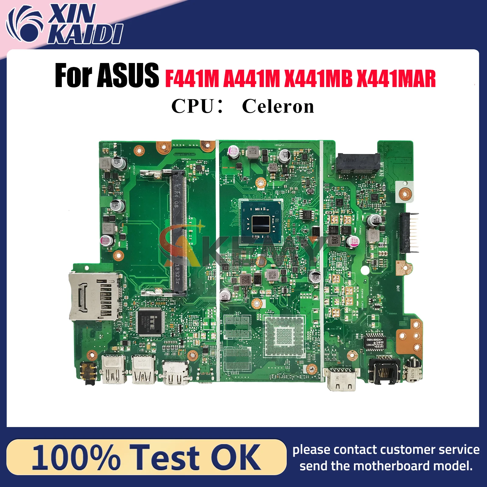 

X441MA Материнская плата для ноутбука ASUS VivoBook X441MAR A441M F441M X441MB X441M Материнская плата для ноутбука с процессором Celeron 107% теста в порядке