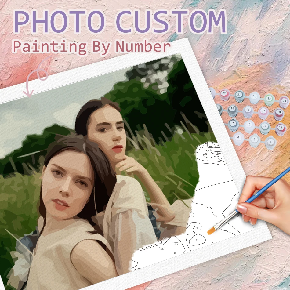 

GATYZTORY Personalised Photo Custom Painting By Numbers person Animals Family canvas painting Acrylic Paint Diy Gift