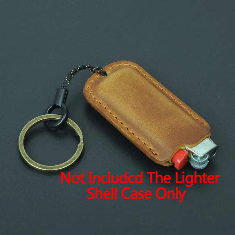 Classic Durable Leather Explosion-Proof Gas Lighter Protect Box For Bic J5 Reusable Portable Case Outside Armor Cover Man Gift