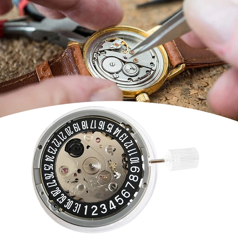 Top-NH35/NH35A Movement 6-Digit Black Single Calendar Three-Needle High-Precision Automatic Mechanical Movement Replacement