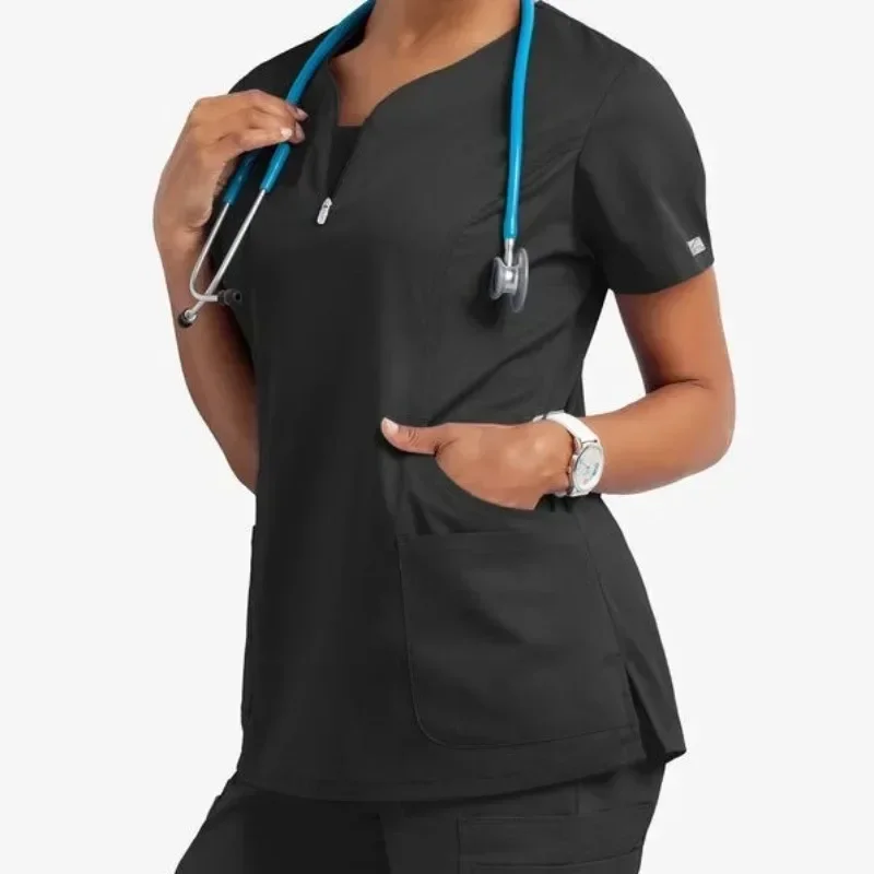 Uniformi chirurgiche donna Scrub Top infermiera medica salone di bellezza abbigliamento da lavoro Scrub clinici Top No Pant Spa medico infermieristica tunica Top