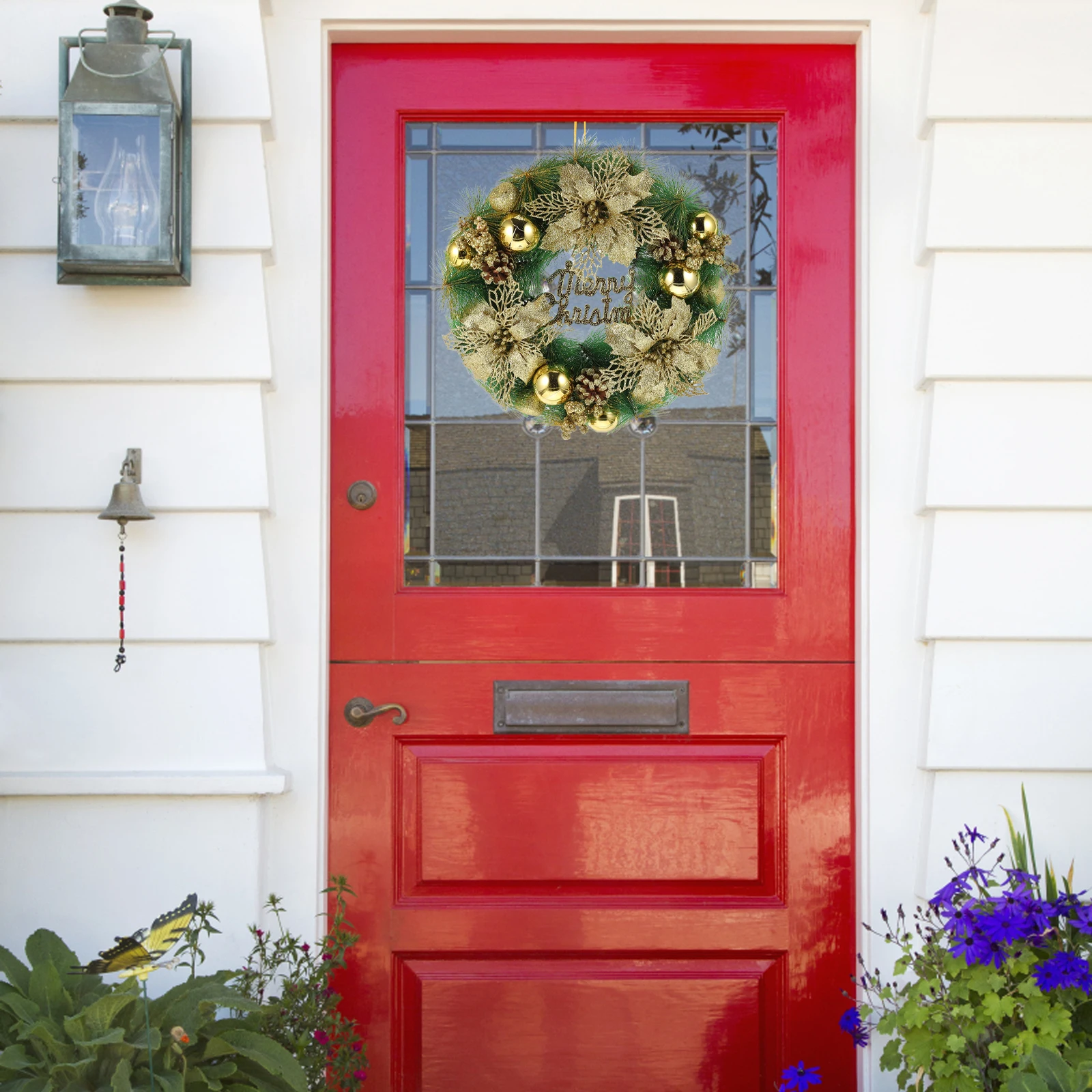 

Creative Christmas Wreath Pendant Holiday Hanging Decor Wall Door Party Supplies Ornament Garland Pine Needles Front Artificial