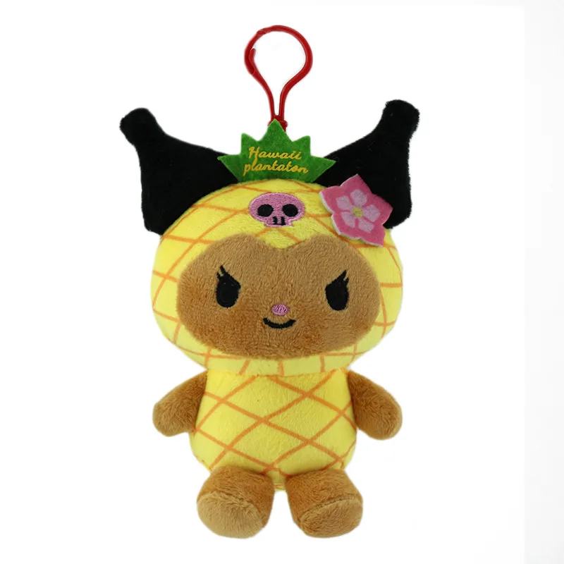 Nieuwe Hawaiiaanse jackfruittuin zwart lederen KT tashanger, Melody Kuromi pluche sleutelhanger