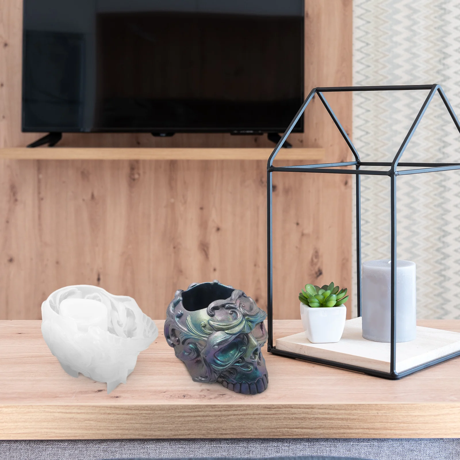 

Durable Silicone Skull Head Candlestick Mold Reusable Flexible Odorless DIY Craft Holder Epoxy Stick Molds