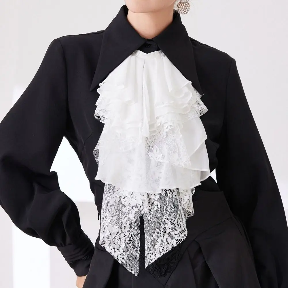 أنيقة انفصال الدانتيل طوق القرون الوسطى نمط خمر وهمية طوق الطبقات أوبرا إليزابيث الرقبة راف إعادة تشريع التاريخية