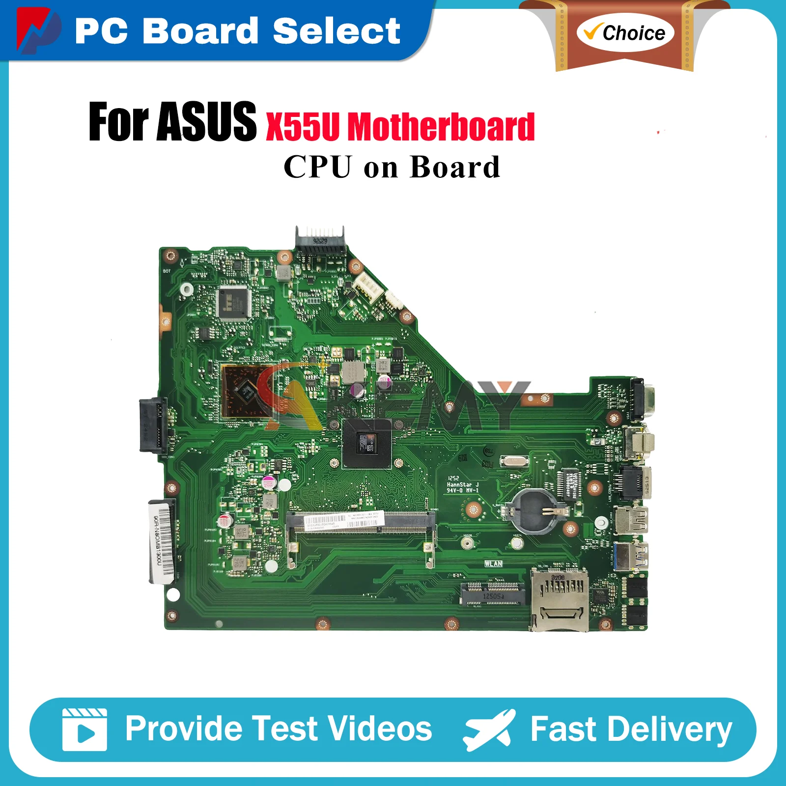 

X55U Laptop Motherboard For ASUS VivoBook X55U X55U Notebook Mainboard With CPU 100% tests OK fast shipping High quality
