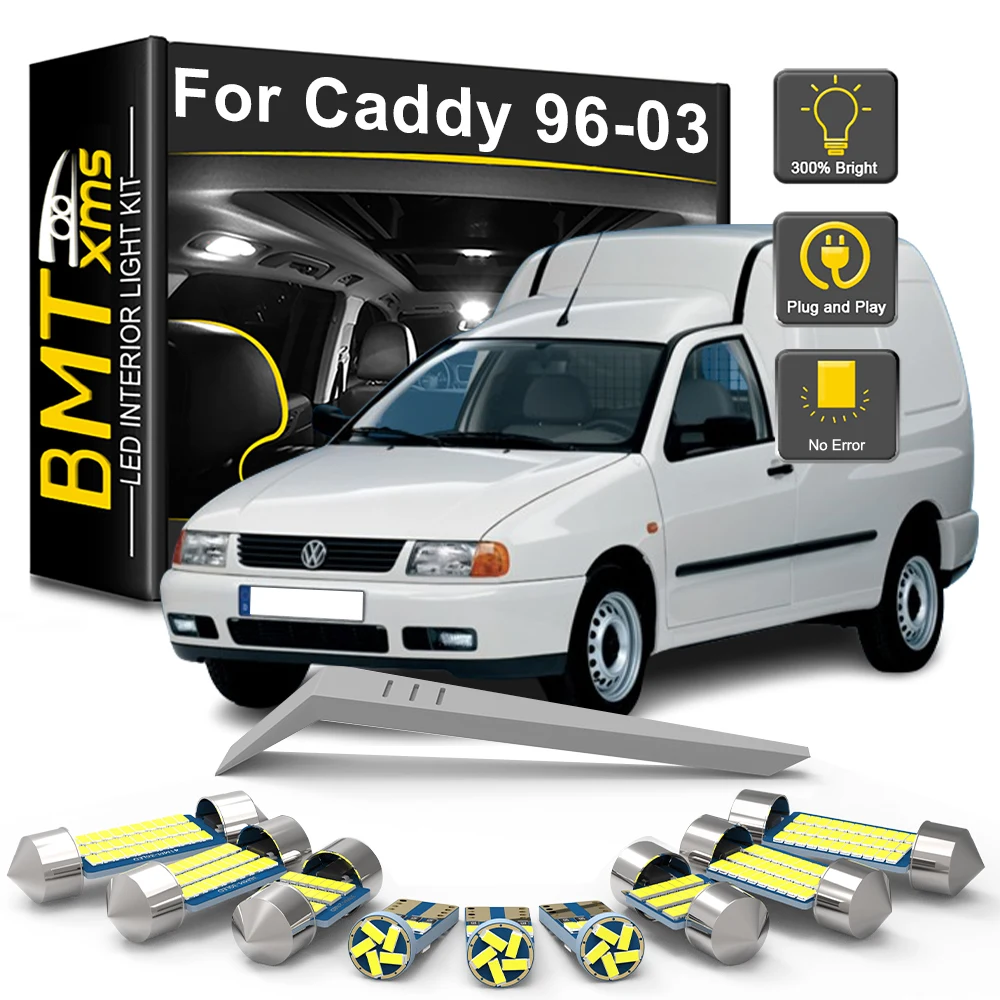 BMTxms 12Pcs Zestaw żarówek LED do samochodu do VW Volkswagen Caddy II MK2 1996 1997 1998 1999 2000 2001 2002 2003 Lampa wewnętrzna