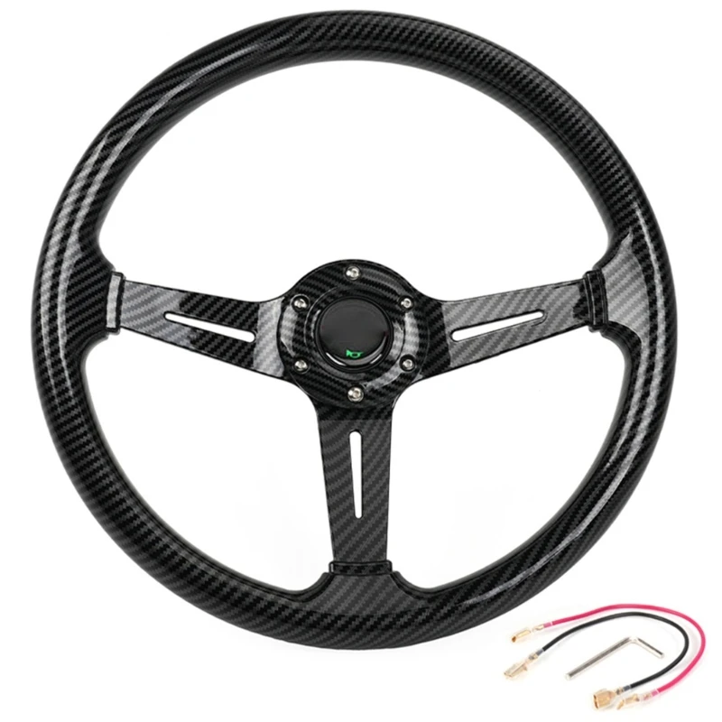 

350mm Car Steering Wheel 14Inch Diameter ABS Hydrographic Coating for Standard Hub Adapters For Multiple Vehicles