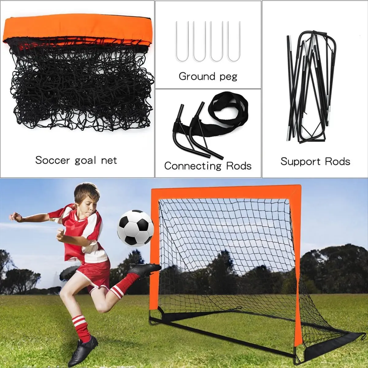 

ABPF Black Children'S Football Goal Portable Foldable Mobile Training Football Goal