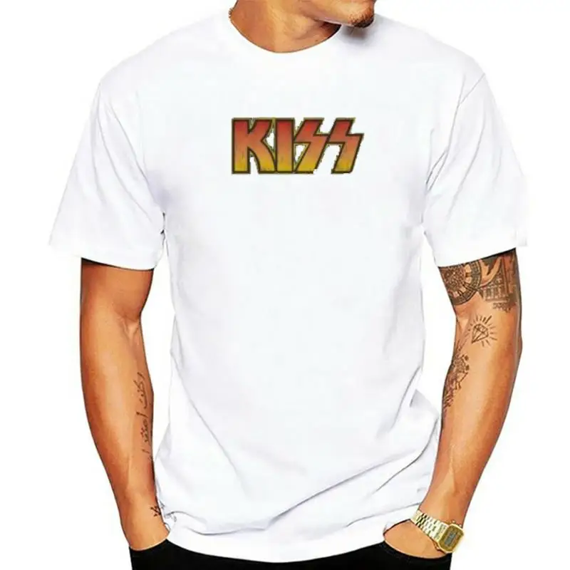 Kiss Classic Logo Licensed Adult Shirt S-3XL men brand tee-shirt summer euro size cotton tshirt male tops