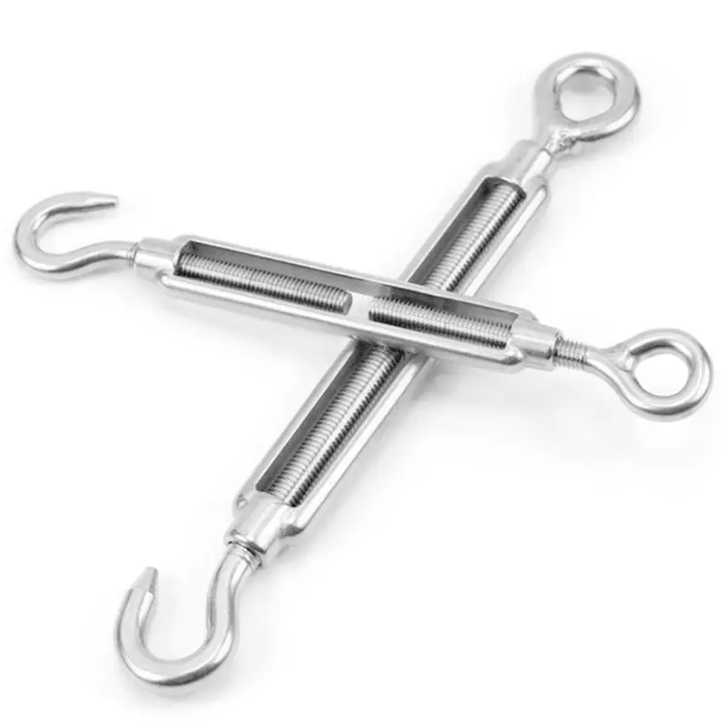 AFOURT-1Set Spannschloss mit Schraube, Silber, Edelstahl, Haken-Öse, Drahtseilspanner – Detail 3